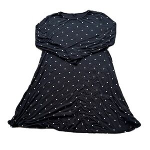 Old Navy Black Long Sleeve Swing Dress White Polka Dot Size Medium EUC